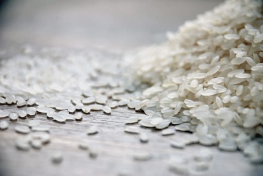 Delicious white rice grains on the table close-up background image