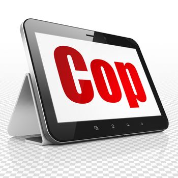 Law concept: Tablet Computer with red text Cop on display, 3D rendering