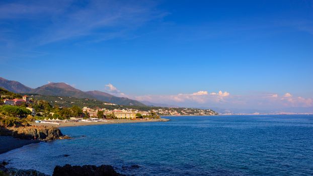 Aerial view of the Ligurian Coast between Varazze and Cogoleto