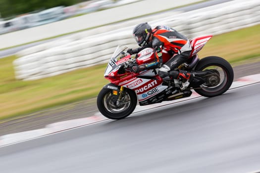 MELBOURNE/AUSTRALIA - OCTOBER 1, 2016: Ducati factory rider Mike Jones (1) during qualifying for Australian Superbiike Championshihp Round 6 at Winton Raceway, October 1, 2016.