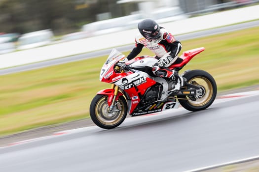 MELBOURNE/AUSTRALIA - OCTOBER 1, 2016: Crankt Protein's Jamie Stauffer (27) during qualifying for Australian Superbiike Championshihp Round 6 at Winton Raceway, October 1, 2016.