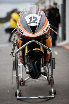 MELBOURNE/AUSTRALIA - OCTOBER 1, 2016: Some of the Supersport bikes getting ready for qualifying at the YMF Australian Superbiike Championshihp Round 6 at Winton Raceway, October 1, 2016.