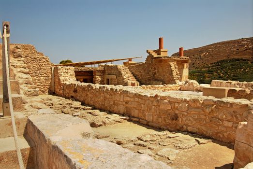 palace ruins which are found during excavation on the island of Crete
