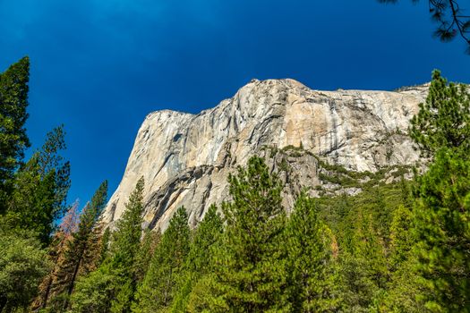 El Capitan (Spanish for The Captain, The Chief) is a vertical rock formation in Yosemite National Park, located on the north side of Yosemite Valley, near its western end. The granite monolith extends about 3,000 feet (900 m) from base to summit along its tallest face and is one of the world's favorite challenges for rock climbers and BASE jumpers.