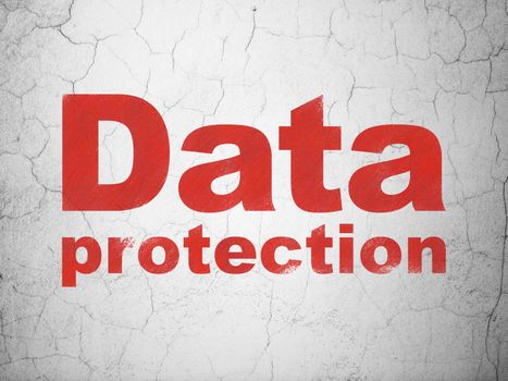 Privacy concept: Red Data Protection on textured concrete wall background