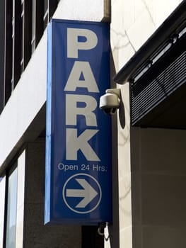 Parking garage sign, New York City, USA