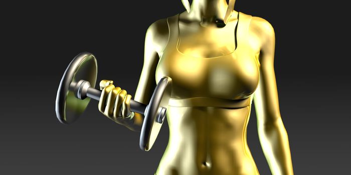 Girl Working Out with Weights Banner Concept