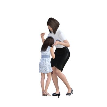 Mother Daughter Interaction of Mom Consoling Girl as an Illustration Concept