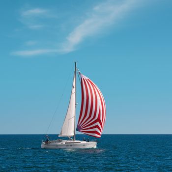 VARNA, BULGARIA - September 30, 2016: Yacht Nimana in Regatta Pro-Am Race along the Bulgarian Black Sea Coast