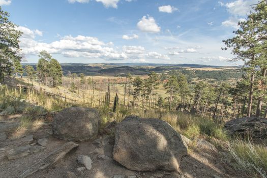 A beautiful view of the Wyoming landscape as viewed from Devils Tower National Park.