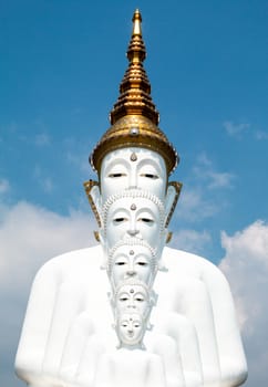 Phetchabun, Thailand - February 23.2017: Buddha statues and colored foot path colorful glass stacked in Wat Pha Kaew, Khao Kho, Phetchabun on February 23.2017 at Thailand.There. A famous Buddhist temple.