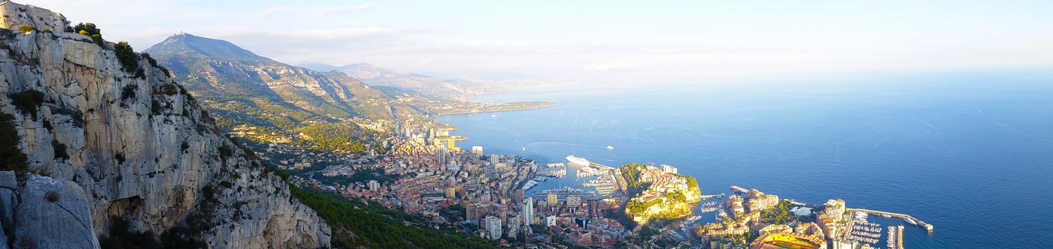 Beautiful Panoramic View of the Principality of Monaco and the Mediterranean Sea