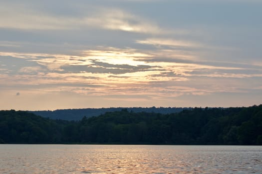 Beautiful isolated photo of a sunset on the lake