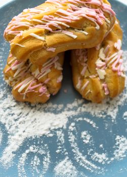 custard cake with frosting