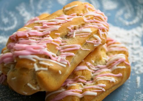 custard cake with frosting