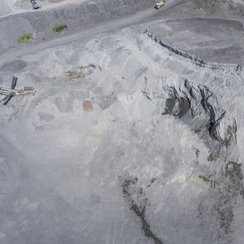 Degraded landscape in south of Poland. Destroyed land. View from above.