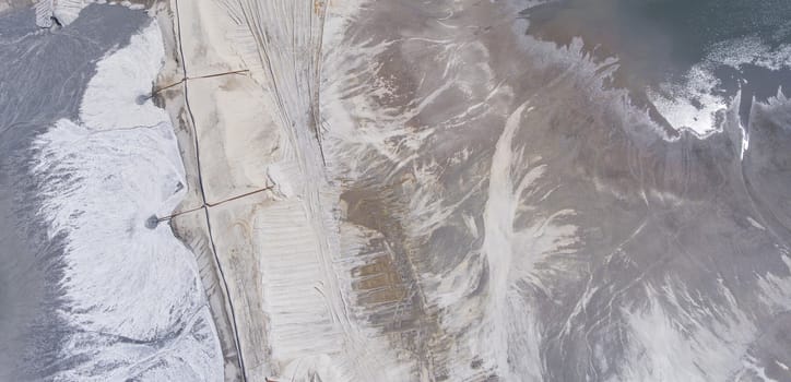 Degraded landscape minerals mine in south of Poland. Destroyed land. View from above.