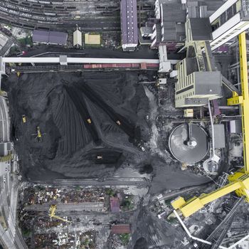 Coal mine in south of Poland. Destroyed land. View from above.