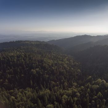 Mountain landcsape at summer time in south of Poland. View from above.