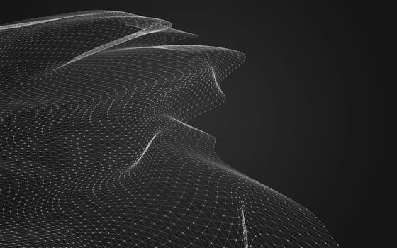 Abstract polygonal space low poly dark background with connecting dots and lines. Connection structure. 3d rendering