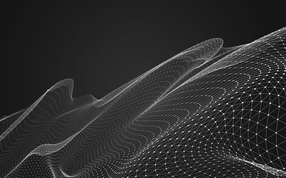 Abstract polygonal space low poly dark background with connecting dots and lines. Connection structure. 3d rendering