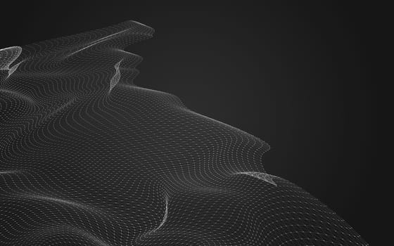 Abstract polygonal space low poly dark background with connecting dots and lines. Connection structure. 3d rendering