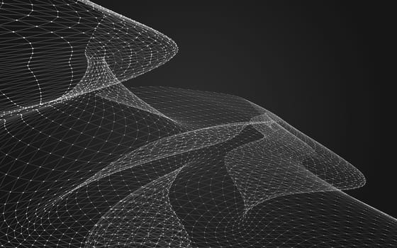 Abstract polygonal space low poly dark background with connecting dots and lines. Connection structure. 3d rendering