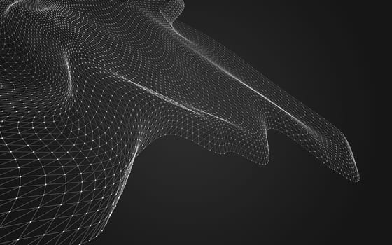 Abstract polygonal space low poly dark background with connecting dots and lines. Connection structure. 3d rendering