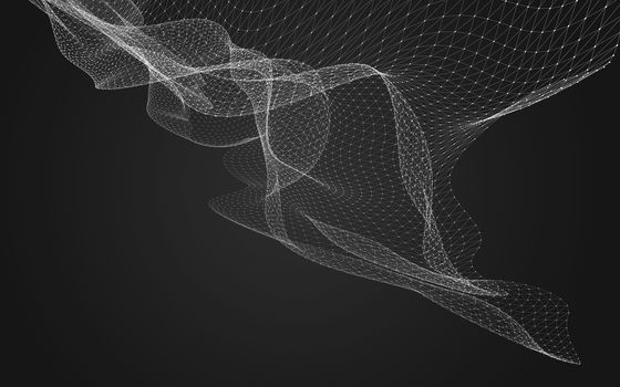 Abstract polygonal space low poly dark background with connecting dots and lines. Connection structure. 3d rendering