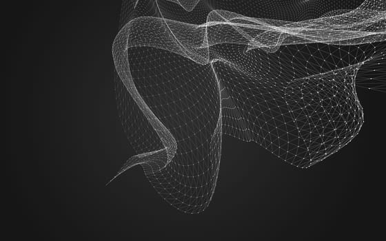 Abstract polygonal space low poly dark background with connecting dots and lines. Connection structure. 3d rendering