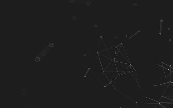 Abstract polygonal space low poly dark background with connecting dots and lines. Connection structure. 3d rendering