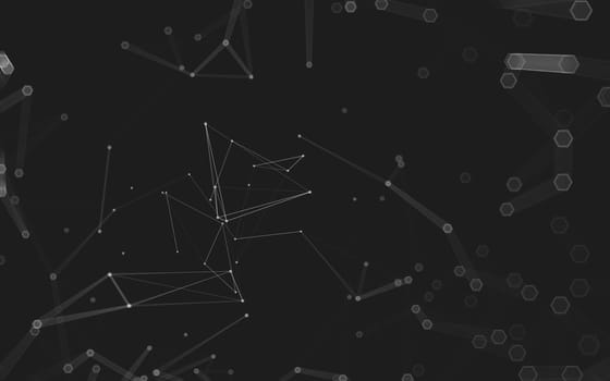 Abstract polygonal space low poly dark background with connecting dots and lines. Connection structure. 3d rendering