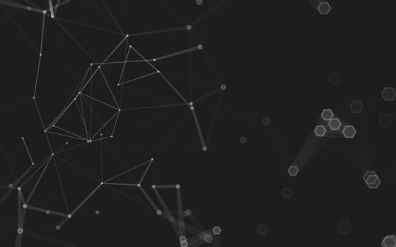 Abstract polygonal space low poly dark background with connecting dots and lines. Connection structure. 3d rendering