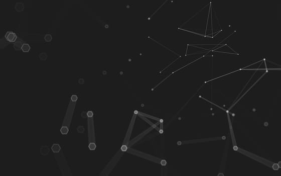 Abstract polygonal space low poly dark background with connecting dots and lines. Connection structure. 3d rendering