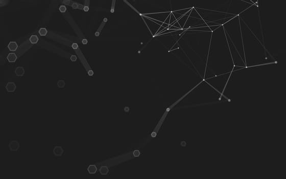 Abstract polygonal space low poly dark background with connecting dots and lines. Connection structure. 3d rendering