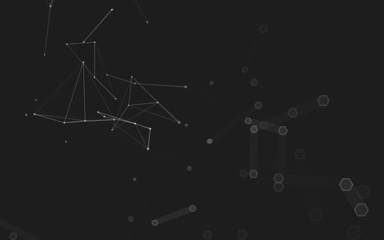 Abstract polygonal space low poly dark background with connecting dots and lines. Connection structure. 3d rendering