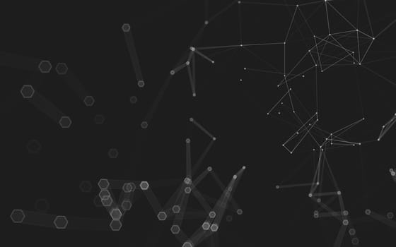 Abstract polygonal space low poly dark background with connecting dots and lines. Connection structure. 3d rendering