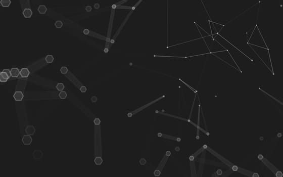 Abstract polygonal space low poly dark background with connecting dots and lines. Connection structure. 3d rendering