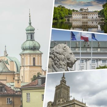 Collage of Warsaw (Poland) images - travel background (my photos)