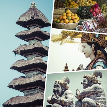Collage of Bali (Indonesia) images - travel background (my photos)