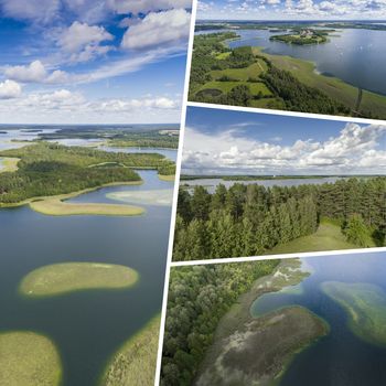 Collage of Lake Wigry National Park. Suwalszczyzna, Poland.  - photography from the air (my photos)