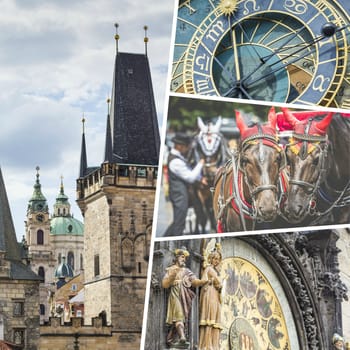 Collage of Prague ( Chech Republic ) images - travel background (my photos)