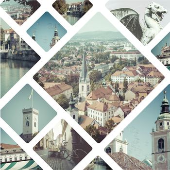 City of Ljubljana tourist postcard, capital of Slovenia