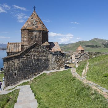 Medieval church on Sevan lake, Armenia