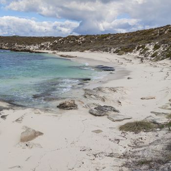 Scenic view over one of the beaches of Rottnest island, Australia.