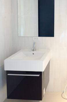 Luxury wash basin in a bathroom, an interior modern design.