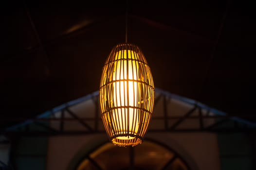 beautiful decorative lantern on a street at night.