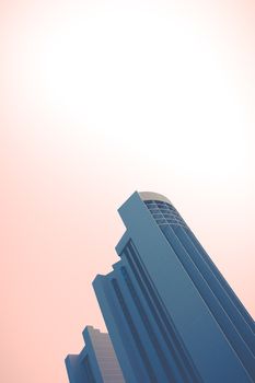 Abstract Architecture Image Of A Skyscaper Against A Pink Sky