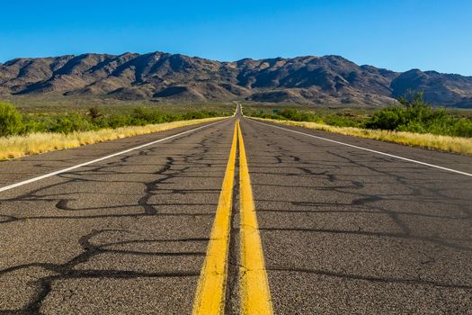 Historic Arizona Route 89 as it heads north from Wickenburg toward Yarnell and Prescott Valley.