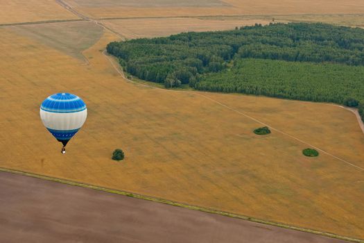 Flight on the baloon in summer day.